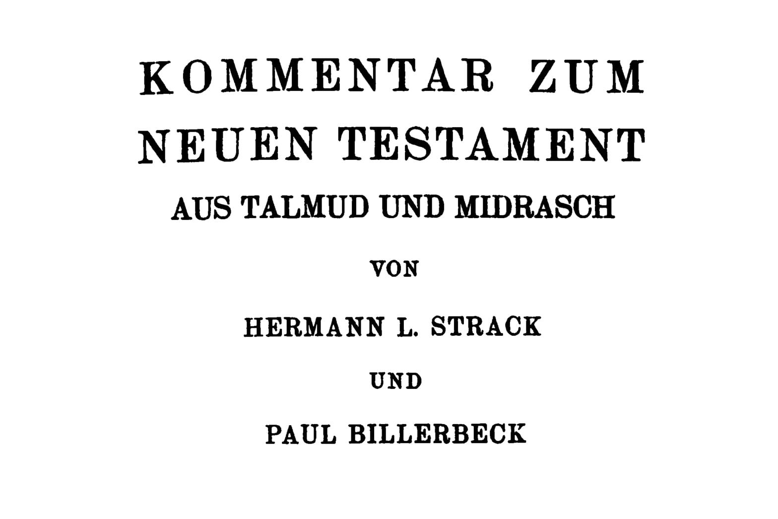 Strack and Billerbeck partial title page